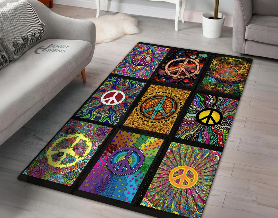 Hippie Rug Hippie Peace Lover Gift House Warming Gift Etsy