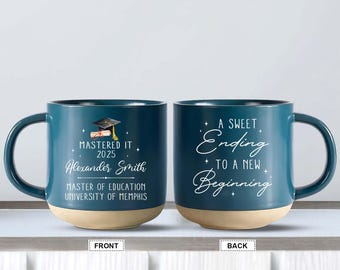 Custom Masters Degree Pottery Mug, Graduation Gift For Her Him, Mastered It 2025 Mug, Graduation Master's Degree,Gift Graduate Personalized