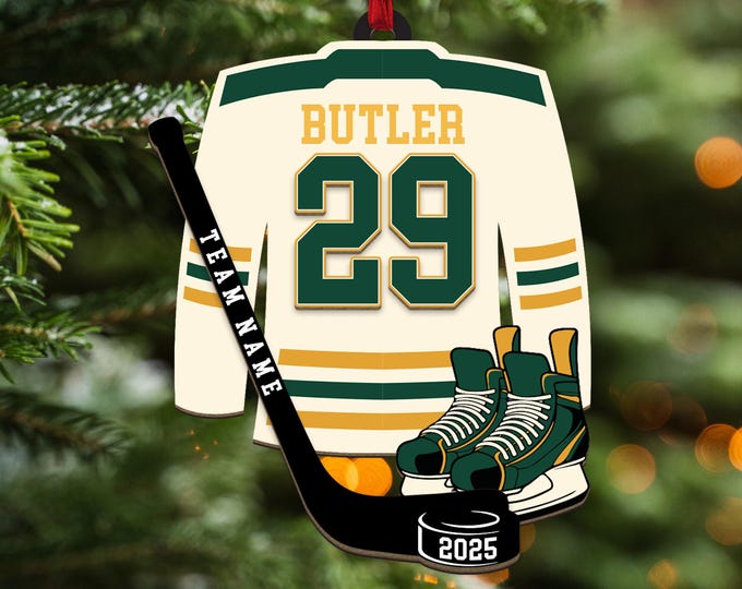 Personalized Hockey Jersey Ornament: Custom 2 Layer Team Colors Gift