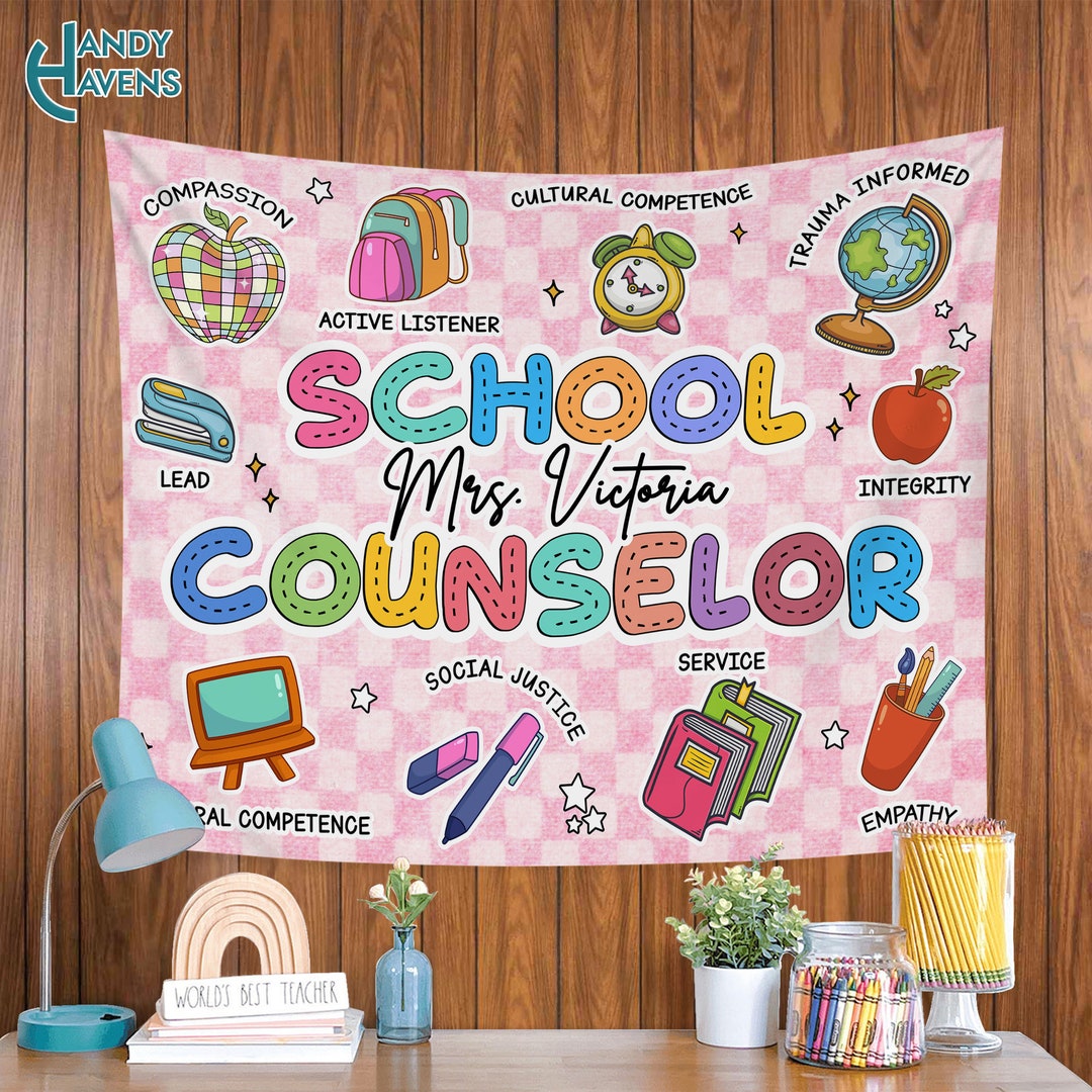 Tapestry Scool Personalized Teacher Classroom Tapestry, School Counselor Gift, Custom ...