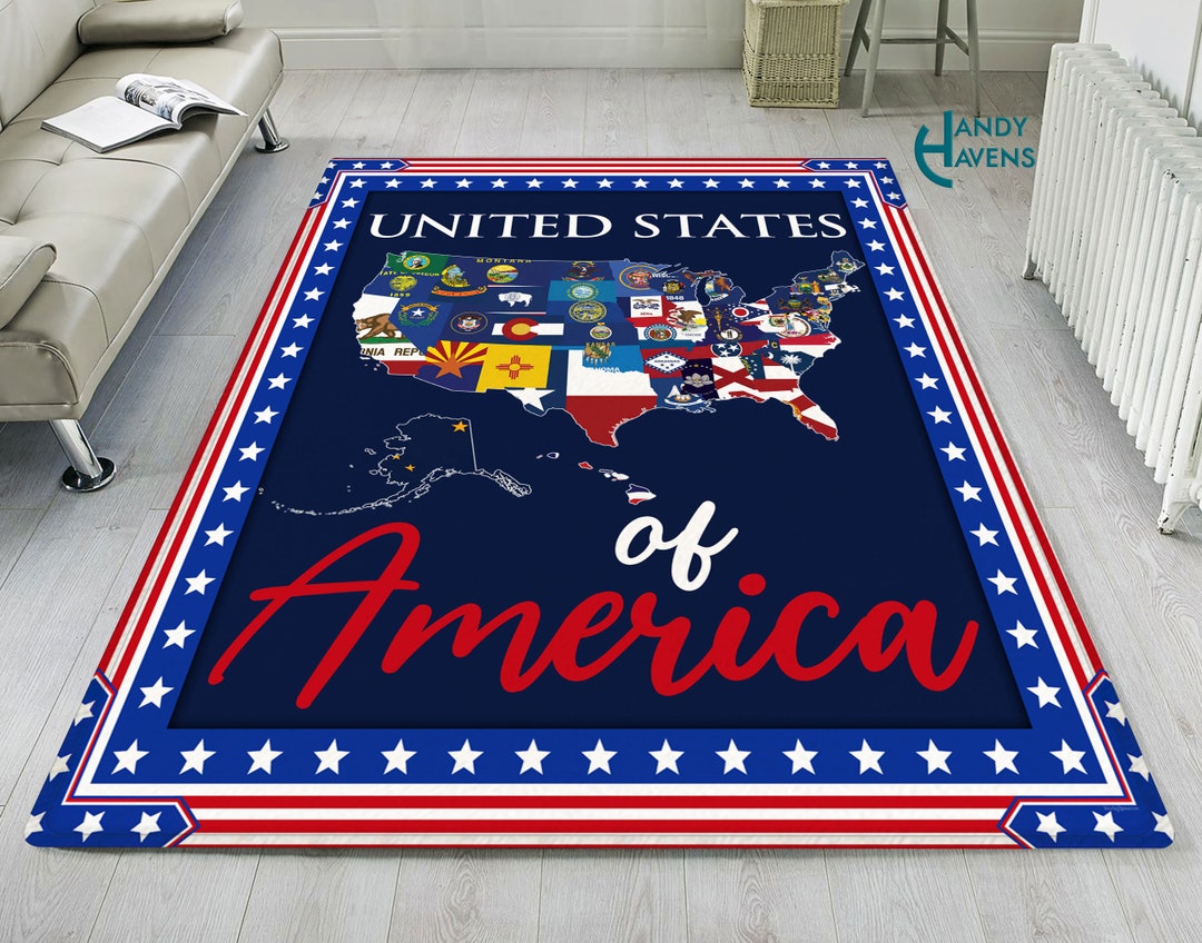 United States Map Rug United States Map Home Decor United Etsy