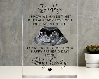 Expecting Father's Day Gift from Baby, Personalized Acrylic Block with Ultrasound Photo,New Baby Sonogram Gift,First Time Dad Gift from Bump