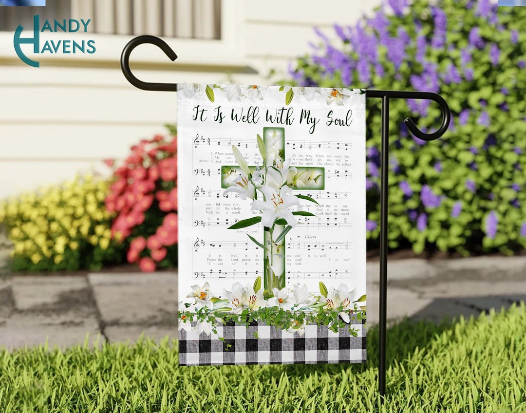 Christian Cross Flag Christian Garden Flag It is Well With Etsy