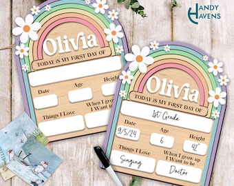 Customized Back to School Sign, First Day of School Sign, Last Day of School Sign, Back to School Photo, Custom Kids Daisy School Board Sign