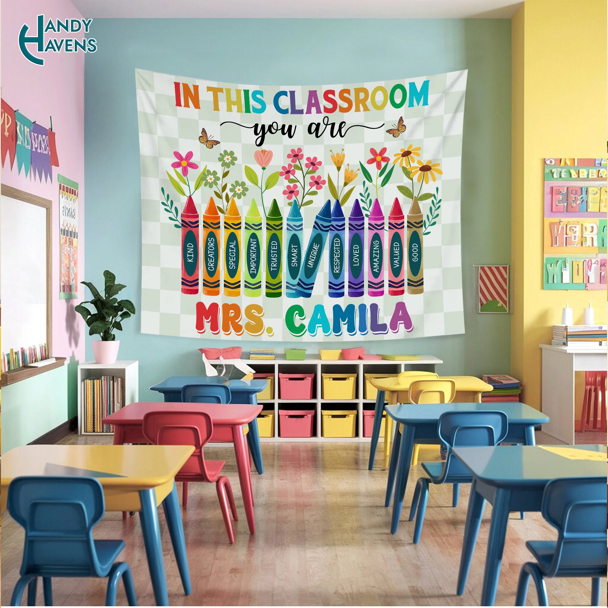 Personalized Classroom Tapestry, Classroom Banner, In This Classroom Your are Banner, Teacher Gift, First Day of School Classroom Decor