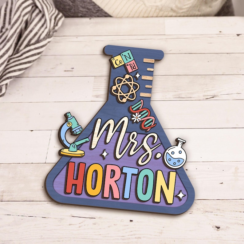 Custom 3D Science Teacher Name Sign, Personalized Science Classroom ...