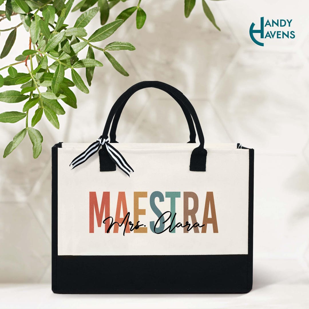 Personalized Spanish Teacher Maestra Bilingual Tote Bag,teacher Tote ...