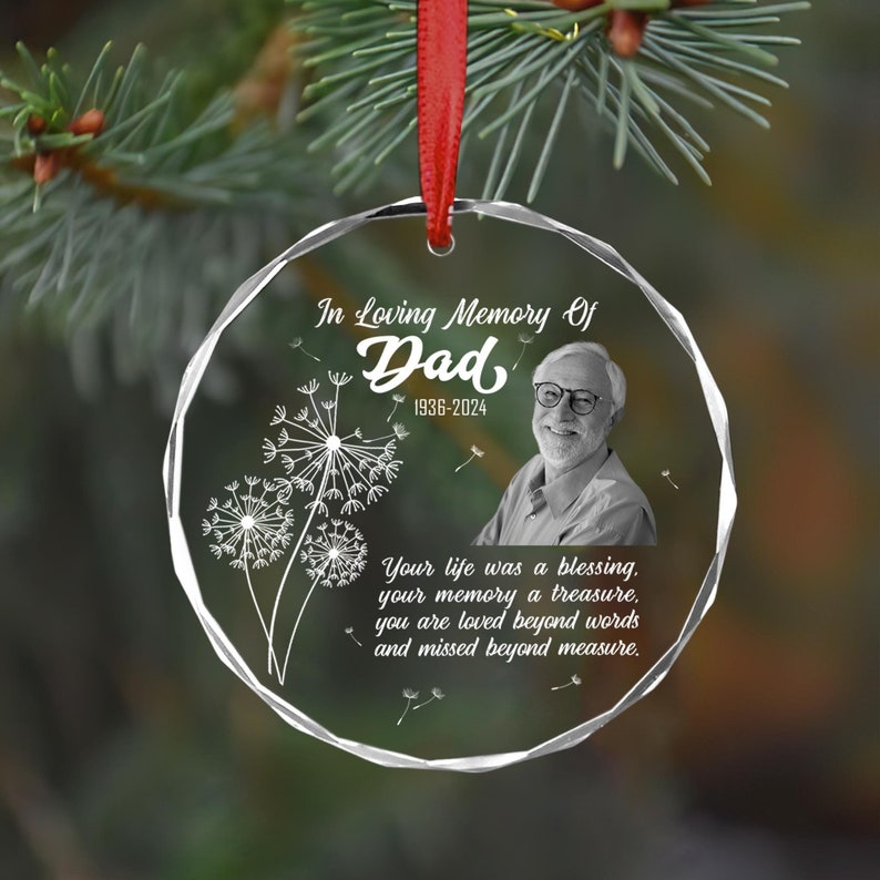 Personalized Memorial Photo Ornament, Custom Photo Christmas Ornament