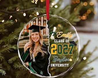 Personalized Graduation Ornament, Class of 2027 Photo Ornament, Senior Christmas Gifts, College High School Grad Gift, Mastered It Ornament
