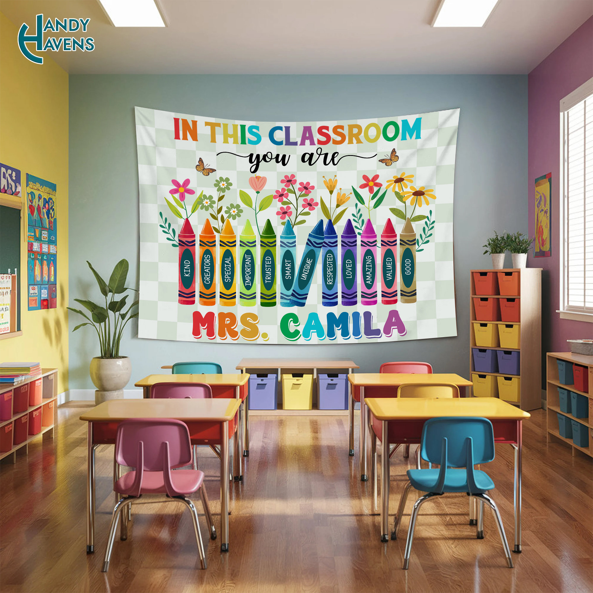 Personalized Classroom Tapestry, Classroom Banner, In This Classroom Your are Banner, Teacher Gift, First Day of School Classroom Decor