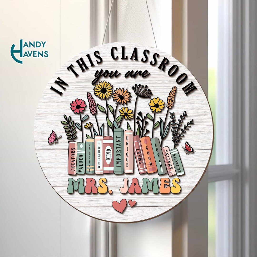 Personalized Teacher 3D Door Sign, in This Classroom You Are Wooden ...