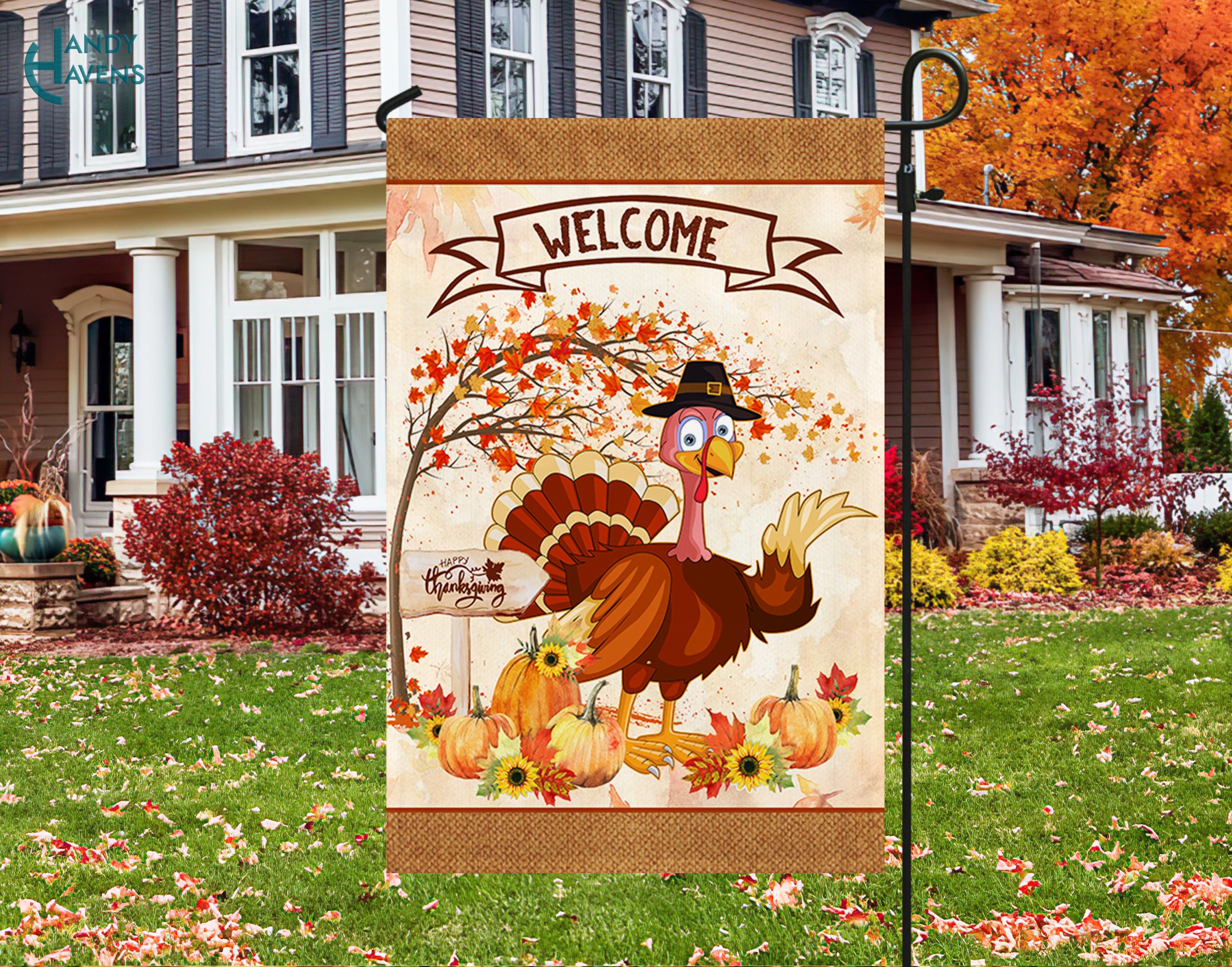 Discover Turkey Happy Thanksgiving Garden Flag