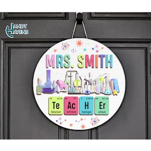 Custom Science Teacher 3D Hanging Door Sign, Personalized Teacher Name Sign, Science Lab Hanging Sign Room Decor, Science Classroom Decor