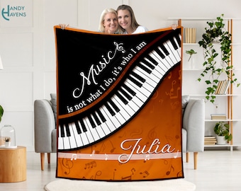 Personalized Piano Blanket, Music Lover, Birthday, Anniversary, Musician Gift, Pianist Gift, Piano Player Gift,Piano Teacher Christmas Gifts