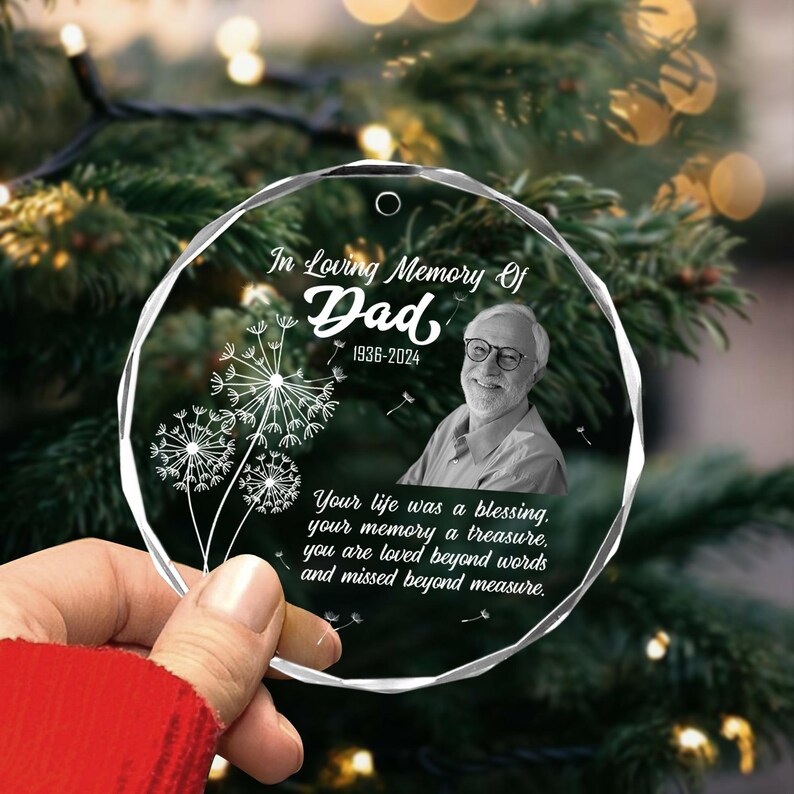 Personalized Memorial Photo Ornament, Custom Photo Christmas Ornament