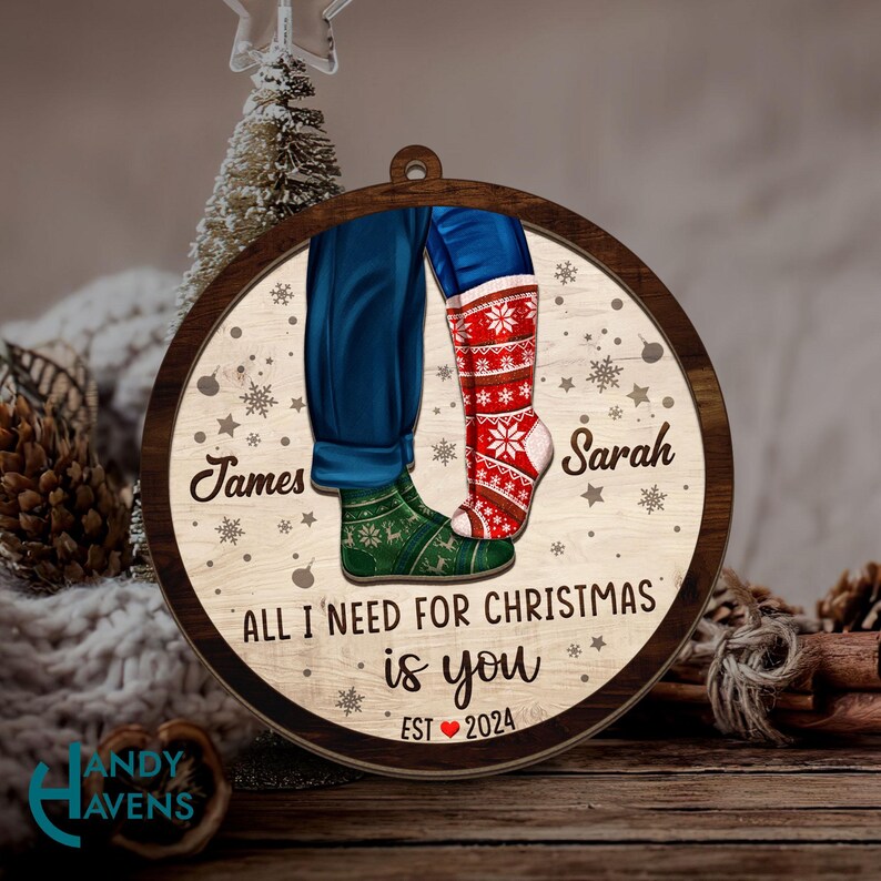 Custom Couple Christmas Ornament,all I Need for Christmas is You, Love