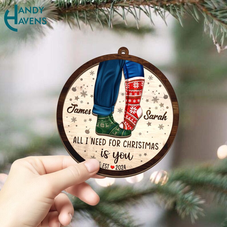 Custom Couple Christmas Ornament,all I Need for Christmas is You, Love