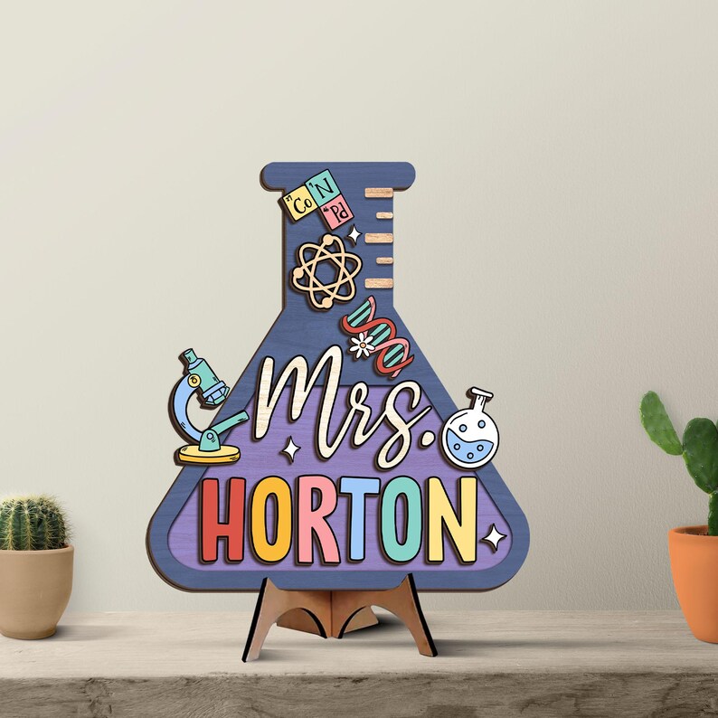 Custom 3D Science Teacher Name Sign, Personalized Science Classroom ...