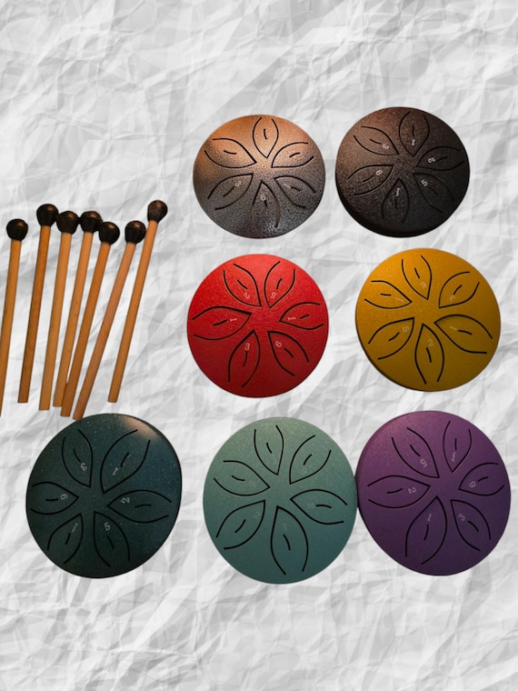 Mini Steel Tongue Drum, 3-Inch Buddha Drum, Gentle Sound Instrument, Includes Mallets