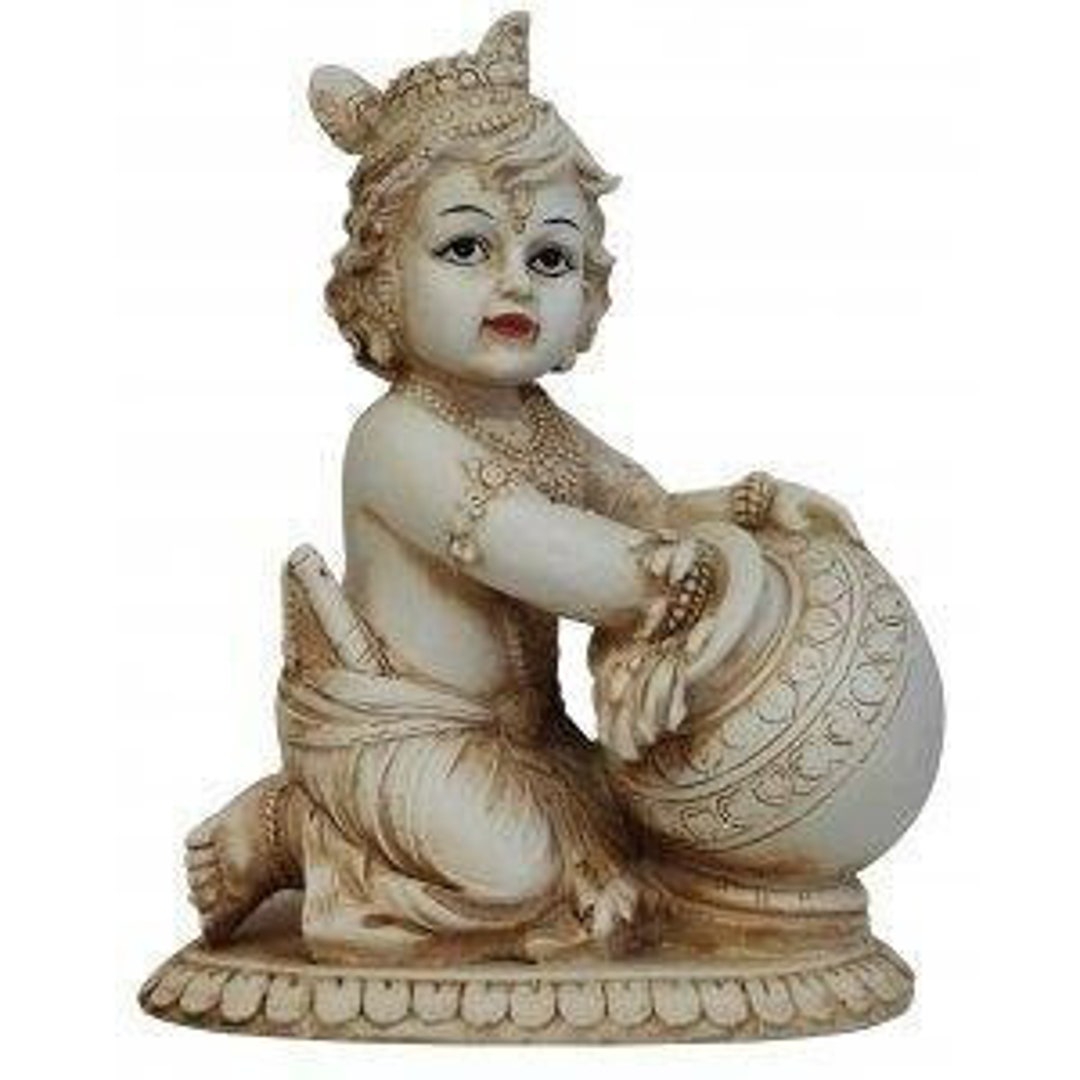 Baby Krishna With Butter Pot Statue, Hindu God, Lord Krishna, Purity