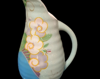 ヴィンテージ アールデコ ジャグ、ウルトラ イングランド フローラル ポタリー、1920 年代