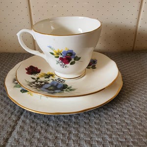 Vintage Duchess England Mixed Floral Tea Trio & Duo&#39;s  Cups, Saucers, and Plates,  Collectible Fine Bone China, For High Tea or Any Occasion