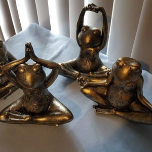 Set of 4 Meditation Frogs, Yoga Statues With DVD  For Your Mind, Body Spirit, Relaxation, Exercise, Fitness, Stretching  Good Mental Health