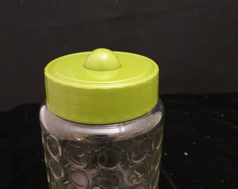 レトロなバブルガラス瓶：オレンジまたはグリーンの蓋が付いた70年代の