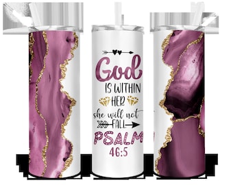 God Is Within Her 20oz Tumbler, Positive Statements, Religious, Bible Verse, Custom Tumbler, Sublimation tumbler