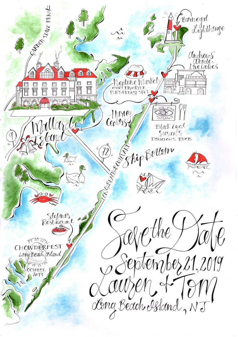 Custom Watercolor Wedding Map Personalized Hand Drawn Wedding Map ...
