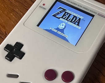 Pantalla retroiluminada Game Boy DMG IPS, 36 paletas de colores diferentes, nueva carcasa blanca, cristal de pantalla y batería recargable con carga USB-C