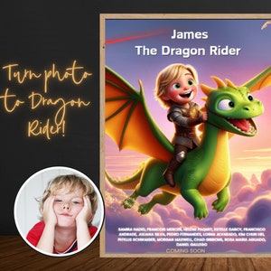 Custom Dragon Rider Portrait,Turn Your Photo To Dragon Rider,Custom Cartoon From Photo,,Birthday gift, Christmas Gift,Digital Downloads
