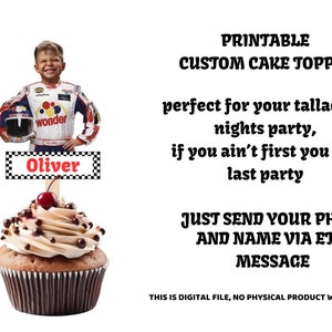 Custom Cake Topper Race Car, Nascar Party Favors, Shake n Bake Birthday- Digital Printable,