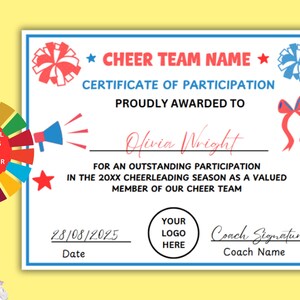 Bewerkbare sjabloon Cheer Awards, Cheerleaders-certificaat gepersonaliseerde prijzen, Cheer MVP CANVA-sjabloon