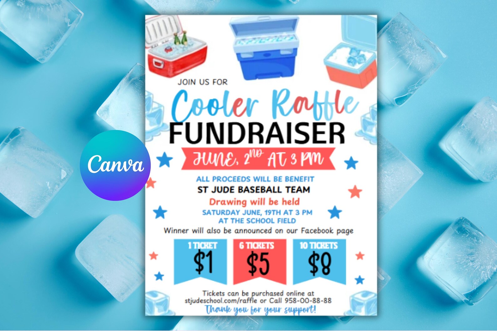 Cooler Raffle Icon Cooler Raffle Fundraiser Flyer: Editable Canva Template - Etsy