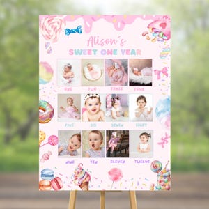 Sweet One Birthday Milestone Sign With Photo, Sweet One Milestone Birthday Poster, Sweet One Milestone Board, Donut Candy Milestone Sign