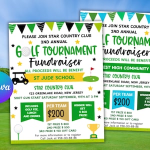 Golf Tournament Fundraiser Flyer: Editable Canva Template