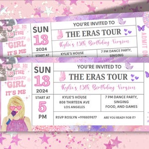 Eras Tour Ticket Geburtstag einladen, Überraschungsmusik Ticket Stub, Konzertandenken, editierbar-digital-druckbar Sofort Download jetzt!