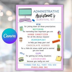 Kit de supervivencia para asistente administrativo: Etiqueta: Regalo de agradecimiento imprimible (plantilla de Canva)