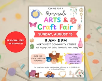 Editable Art Craft Fair Flyer: Spring & Summer Event Invitation (Digital Printable)