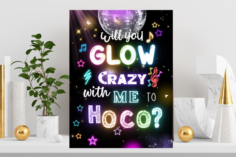 Hoco Signs That Involves Stars Printable Glow Crazy Hoco Proposal Sign- Instant Download - Etsy