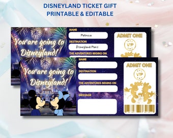 Printable Disneyland Surprise Ticket,Disneyworld Ticket, Editable Ticket