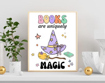 Books Are Magic Poster: School Library Classroom Decor (Instant Download)