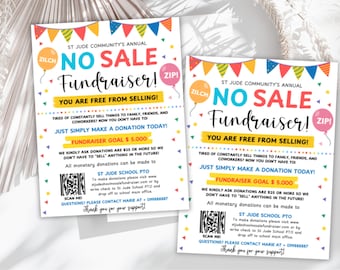 Editable No Sale Fundraiser Flyer Template, School PTA PTO (Digital Download)
