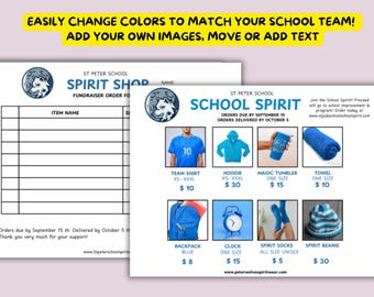 School Spirit Wear Flyer Vorlage: Bearbeitbar PTA / PTO Fundraiser Canva Printable, Digital
