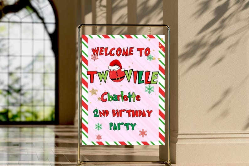Twoville Birthday Welcome Sign, Christmas 2nd Birthday for Boys and ...