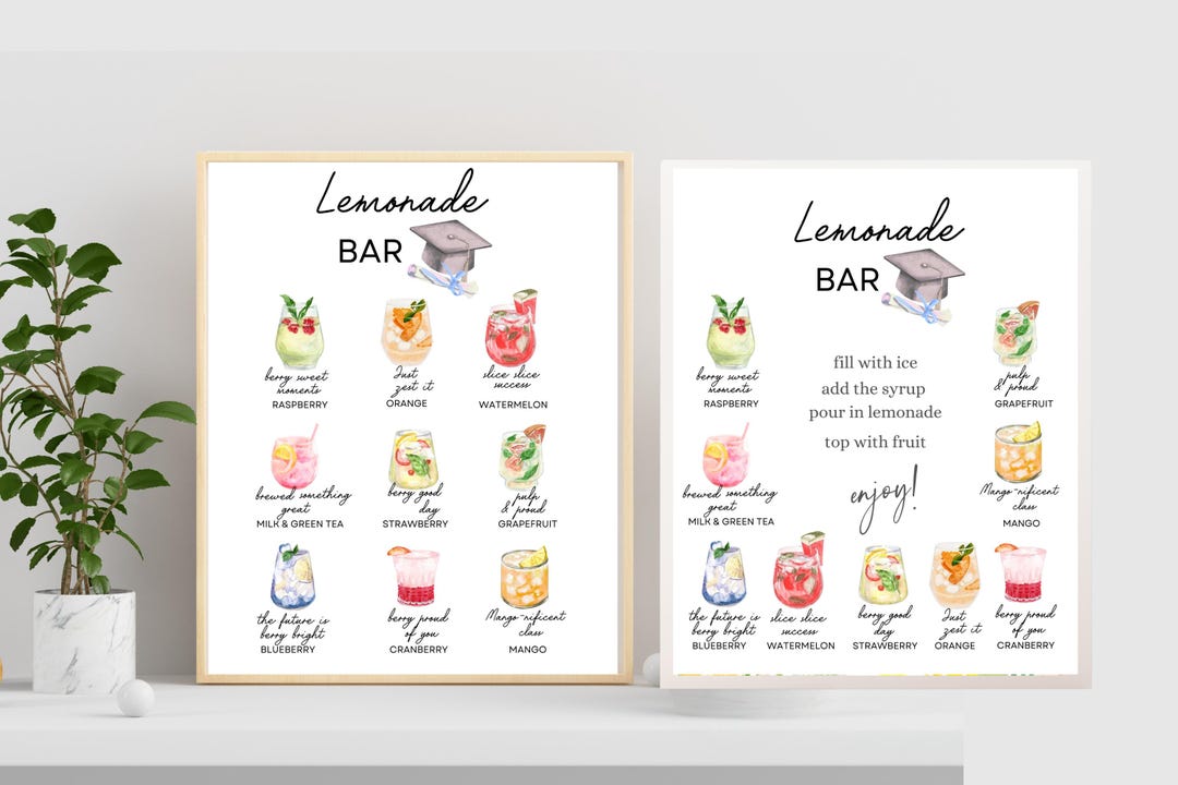 Printable Graduation Lemonade Bar Menu Sign Drink Station Decor ...