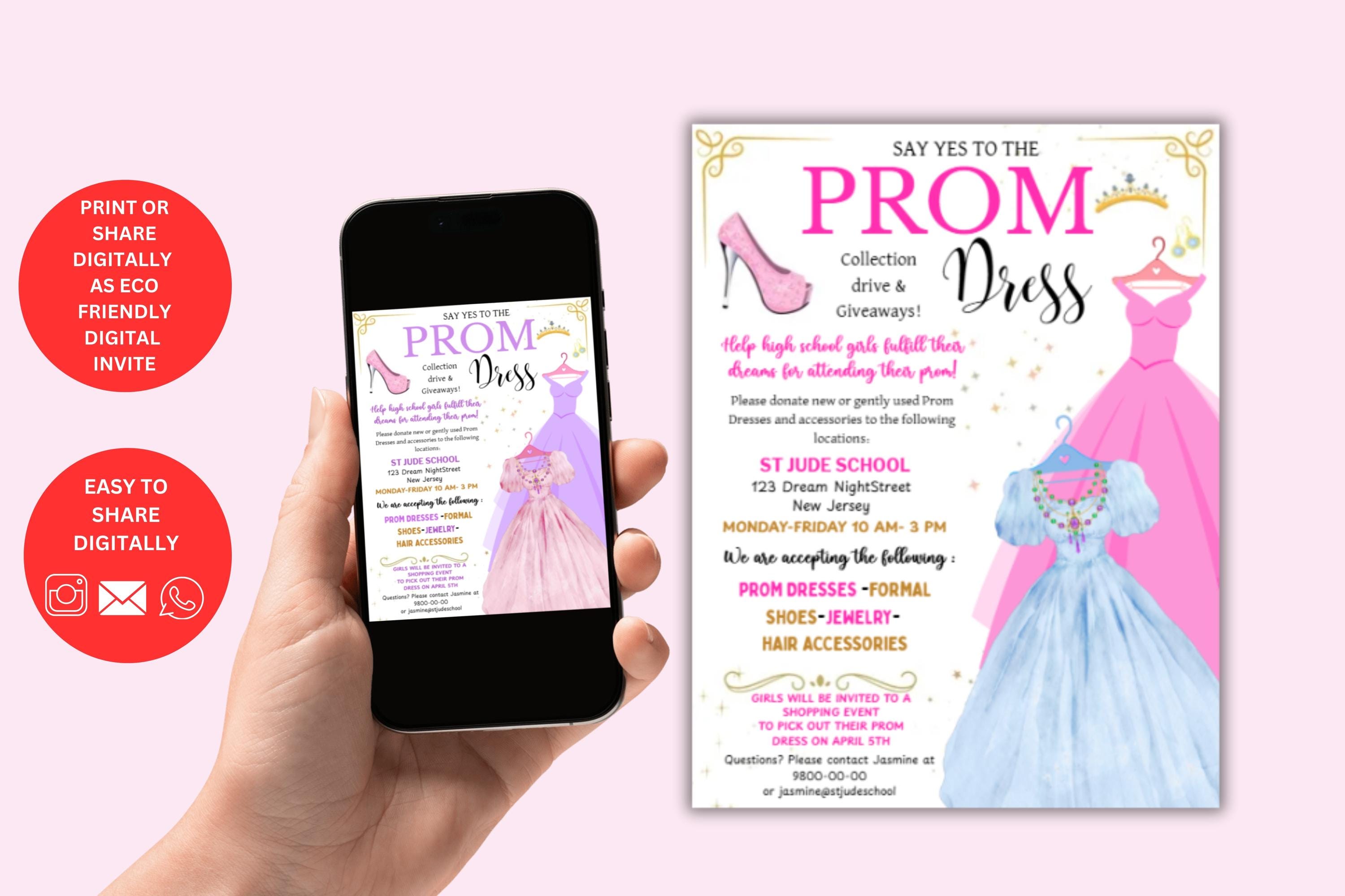 Editable Prom Dress Fundraiser Flyer: Canva Template - Etsy