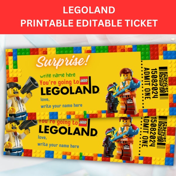 Legoland ,Digital , editable, download, ticket, voucher,holiday, vacation
