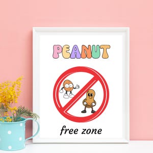 Printable Peanut Free Zone Classroom Sign for Peanut Allergies - No Peanuts Allergy Sign Teacher Classroom-Digital Instant Download